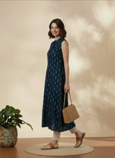 Women’s Sleeveless Navy Blue Ethnic Kurta